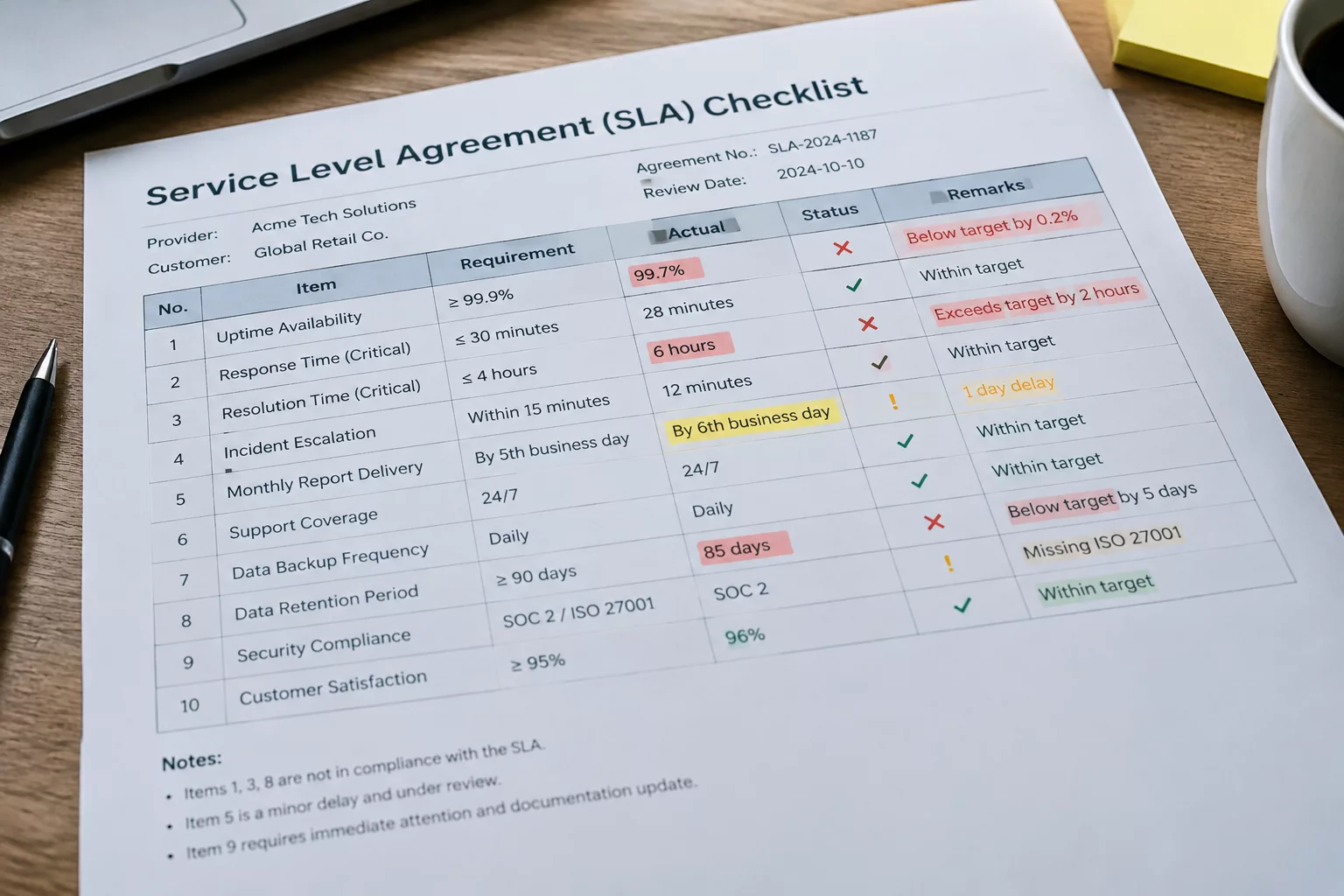 Service Level Mismatch in Recurring Dispatches